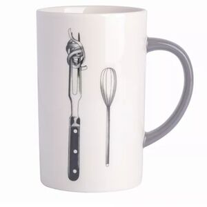 Babish Carving Fork and Whisk Latte Tattoo Mug, 15oz